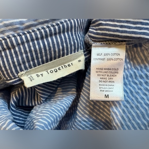 Together Blue and White Striped Women's Shirt - Picture 10 of 13